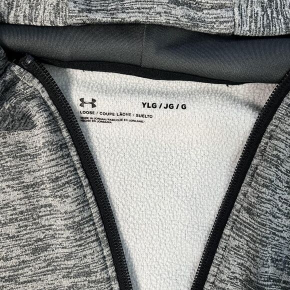 YL Under Armour Full-Zip Kids Gray Lightweight Jacket - Picture 2 of 3